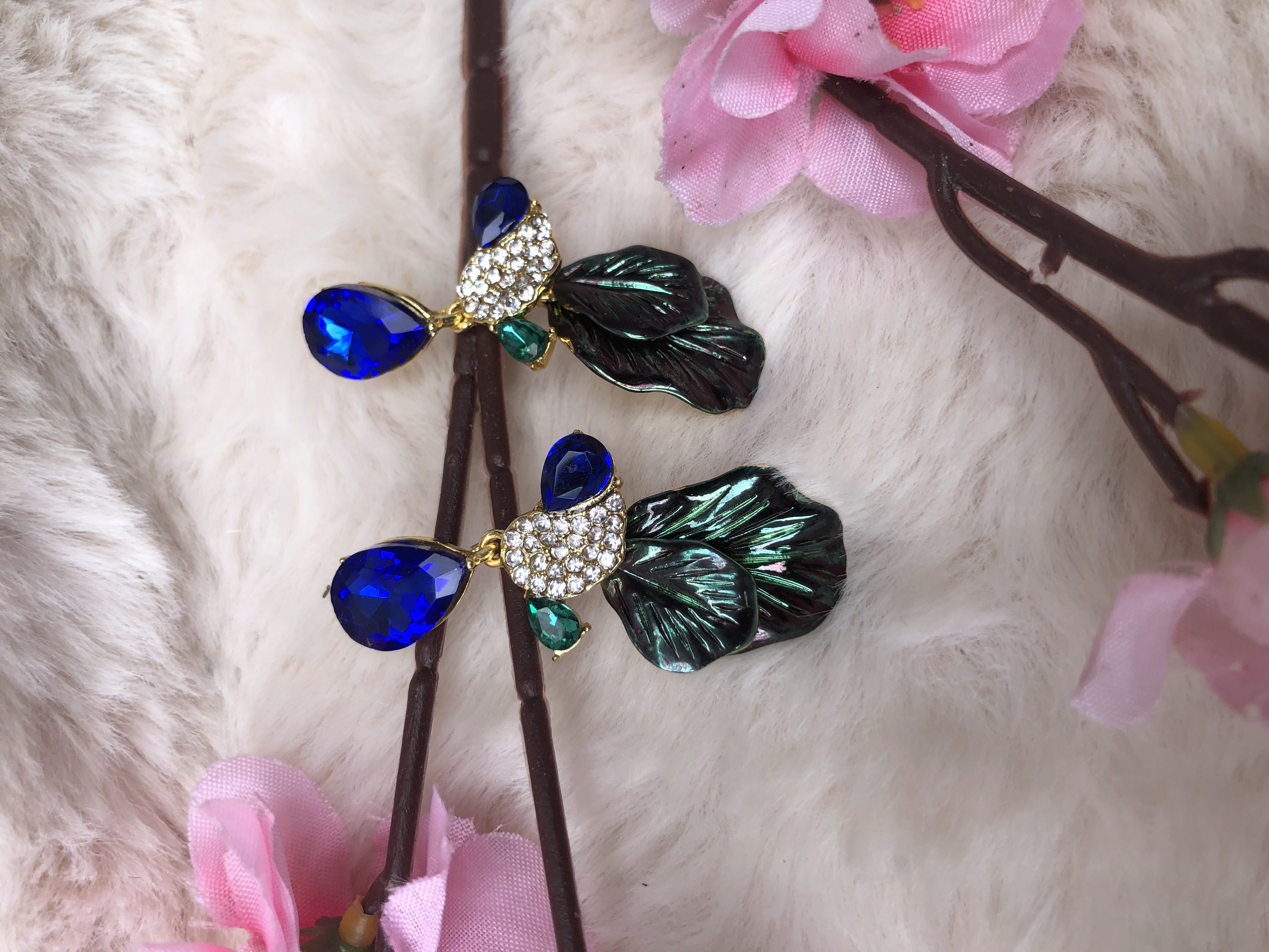 Aretes pavo real verde 