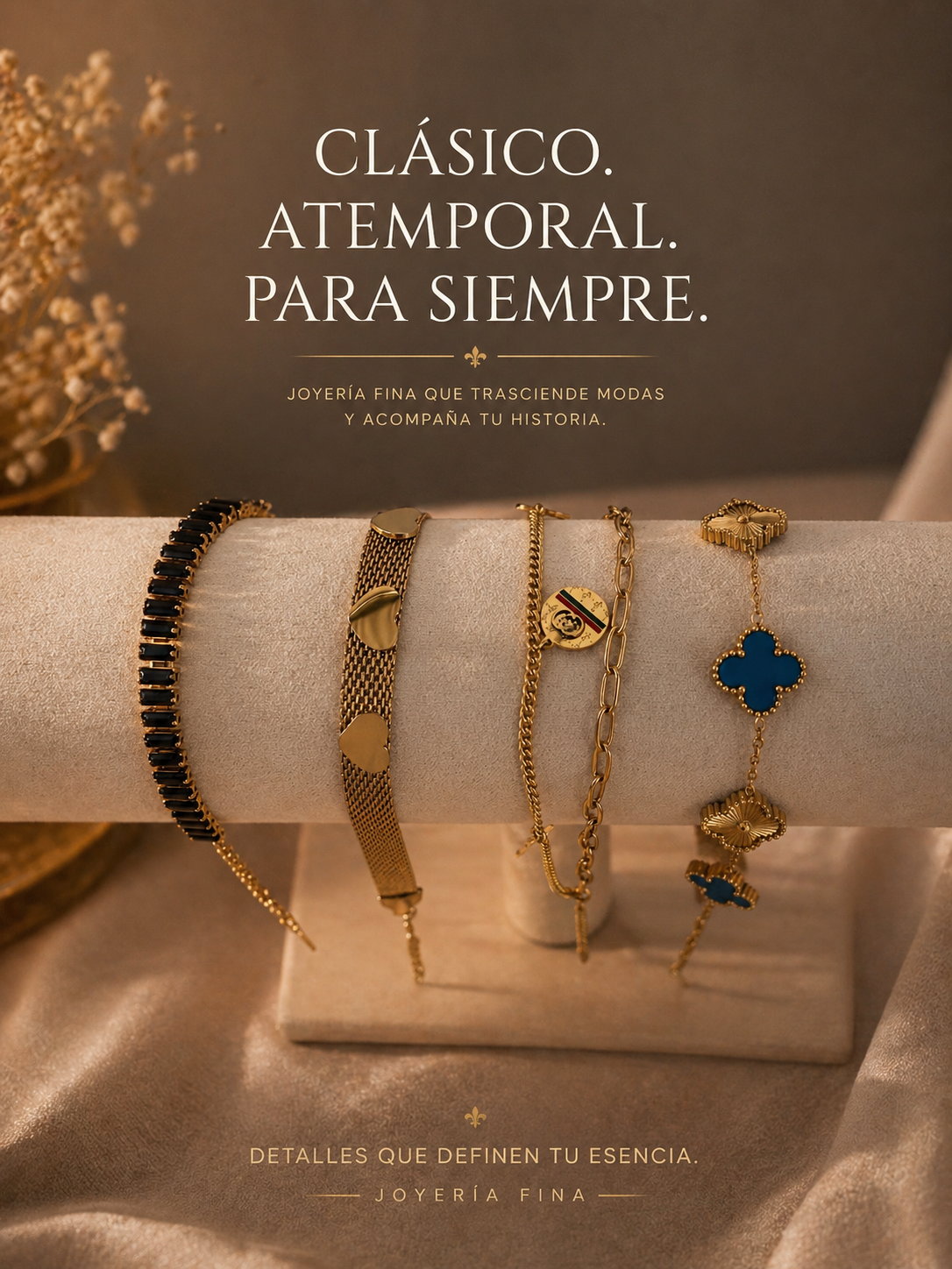Pulseras finas chapadas en oro Acero 