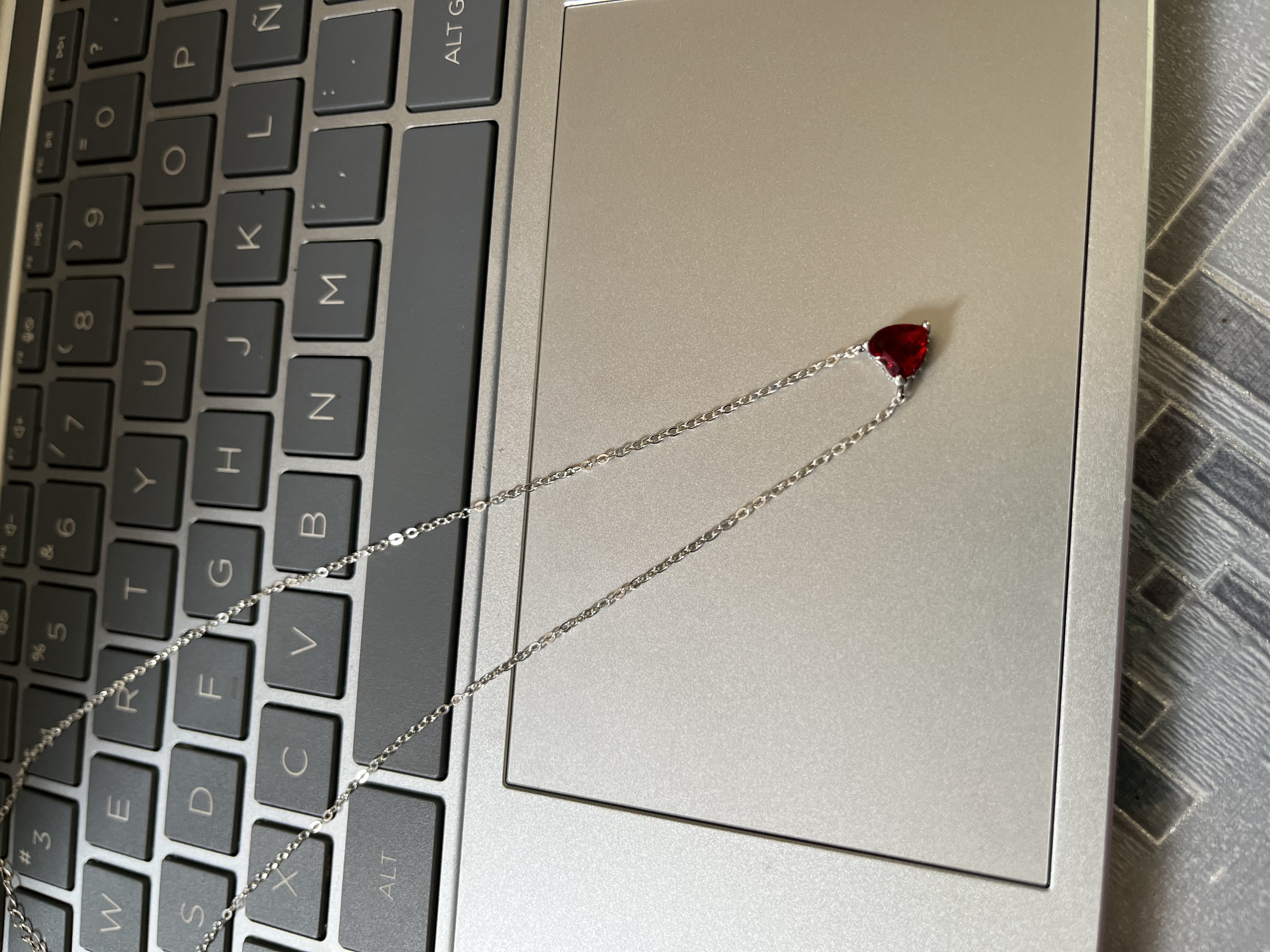 Cadena corazón rojo Plata d 925 