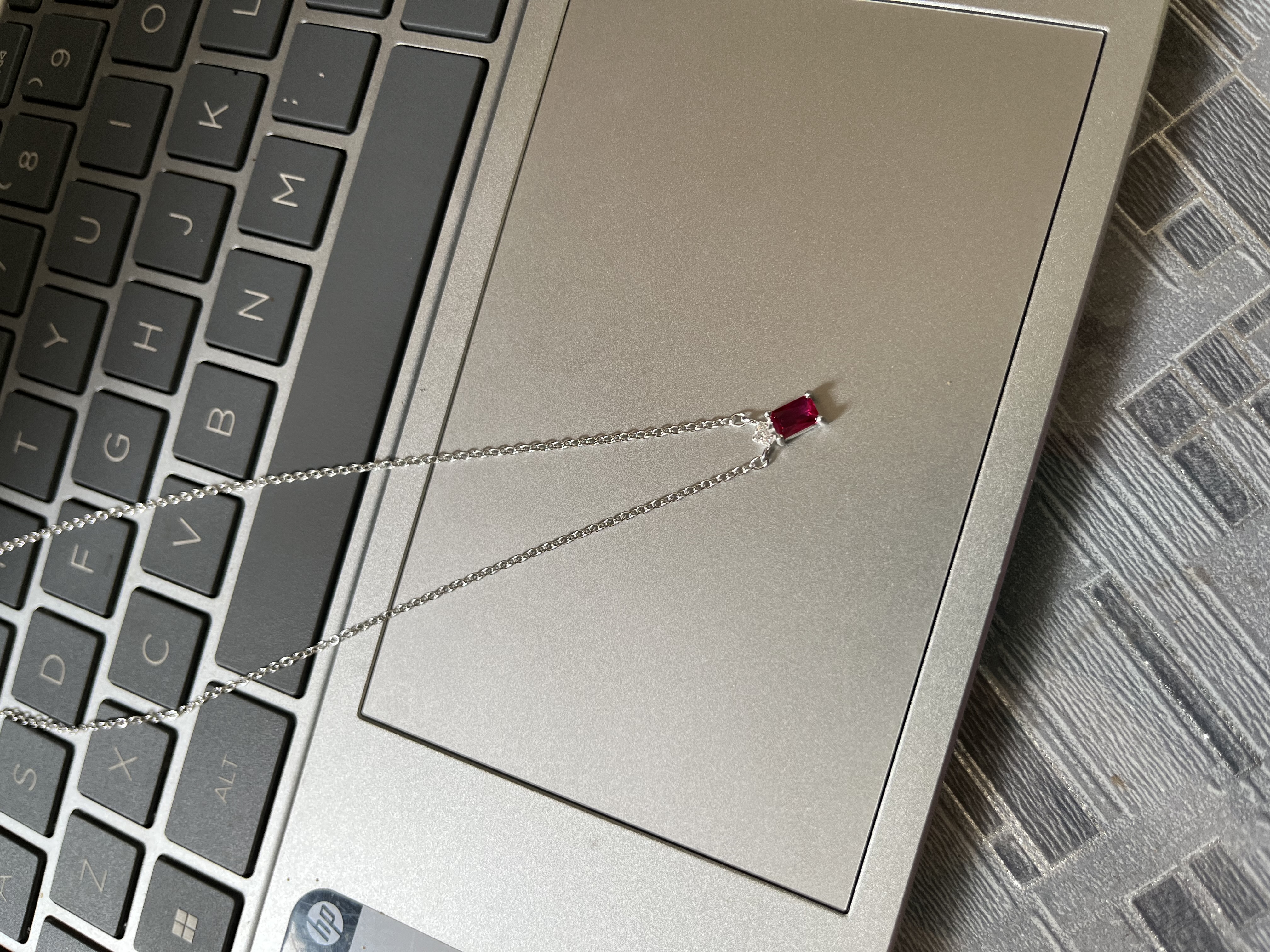 Cadena Zirconias Rosa  Plata S 925